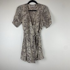 Reformation Women's Snakeskin Print Short Sleeve Wrap Dress Size XS Mini Monica
