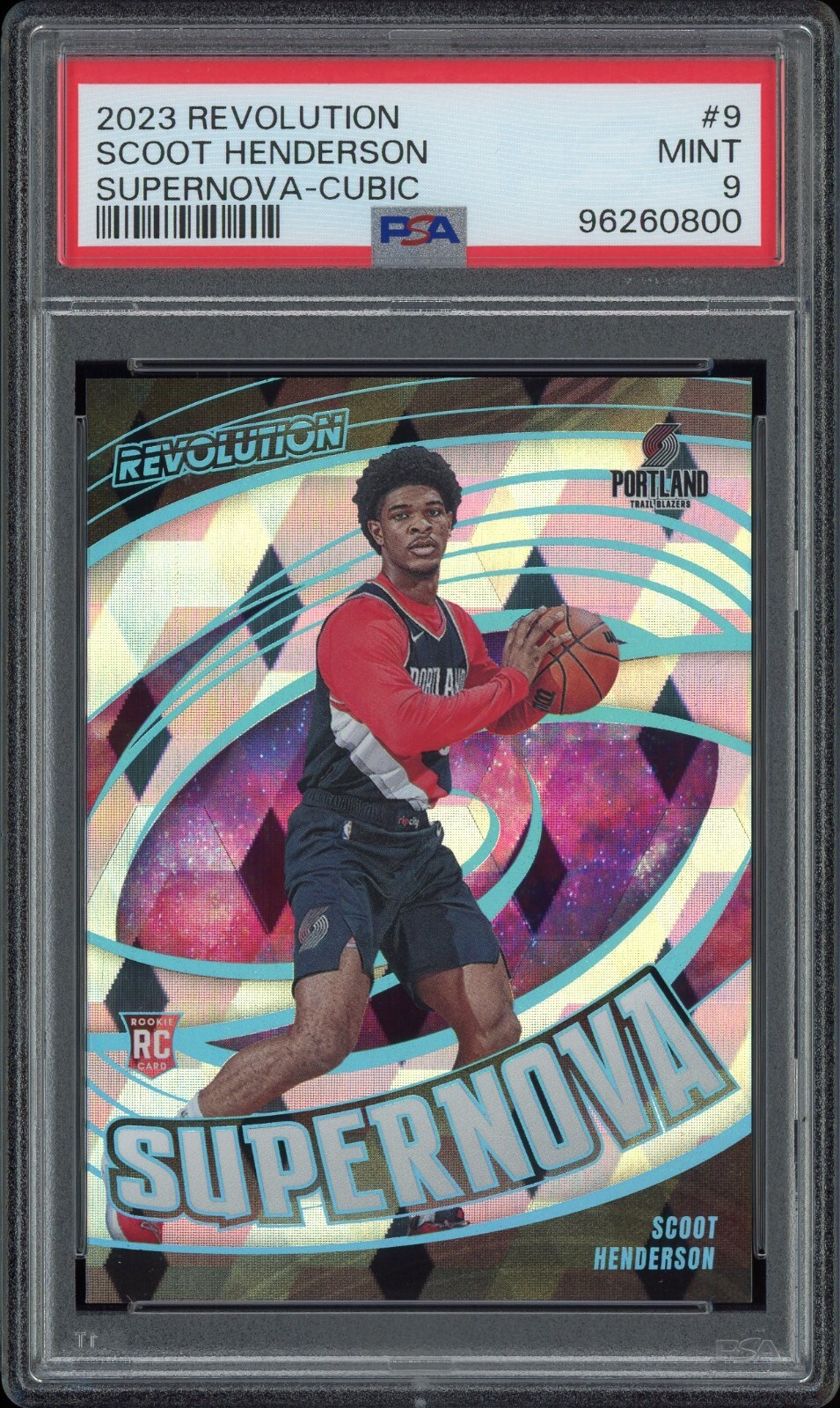 Scoot Henderson RC #9 Rookie Supernova Cubic /50 - 2023 Panini Revolution PSA 9