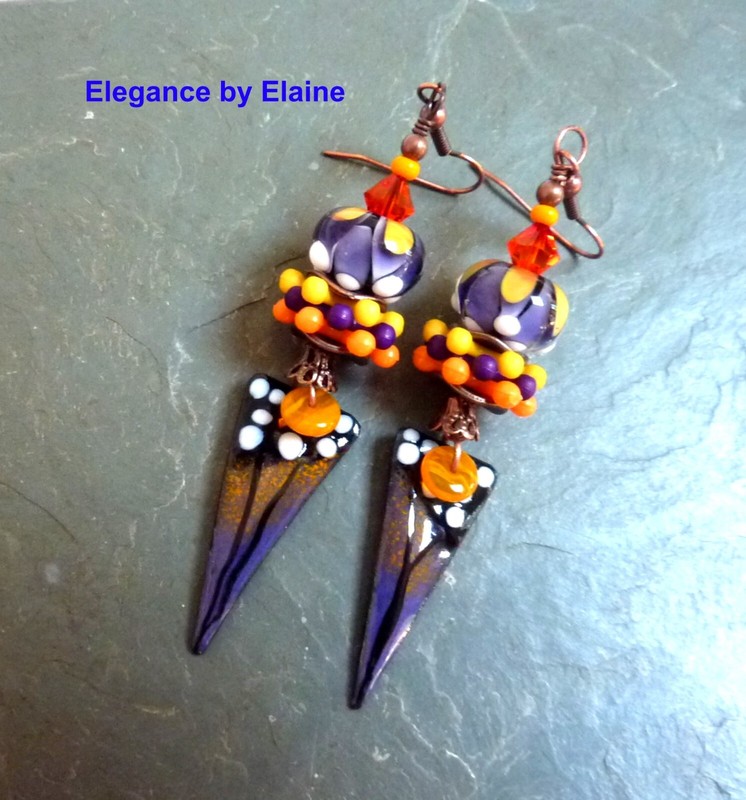 Purple & Orange Wings Handmade Earrings Butterflies Gift for Her OOAK Colorful