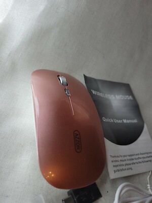 Azzor pink white sleek design Wireless Optical Mouse with adapter USB to C 