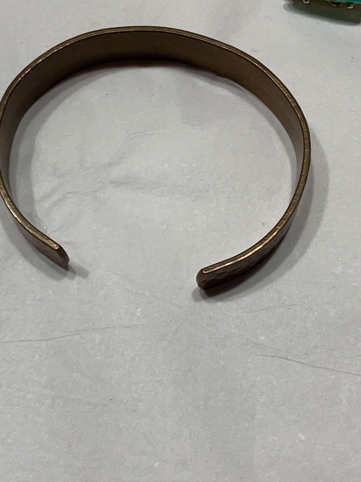 Vtg 80s Solid Copper Hammered Bangle Bracelet 3/8… - image 6
