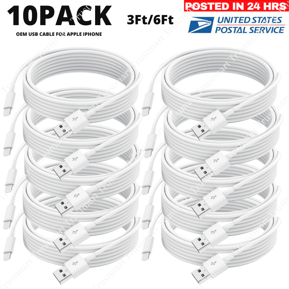 10-Pack USB Fast Charging Cables for iPhone 14 13 12 11 8 6  