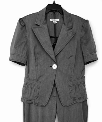 Marella Excellent Italian Lightweight Capri Jacket Gray Office Work Set $480