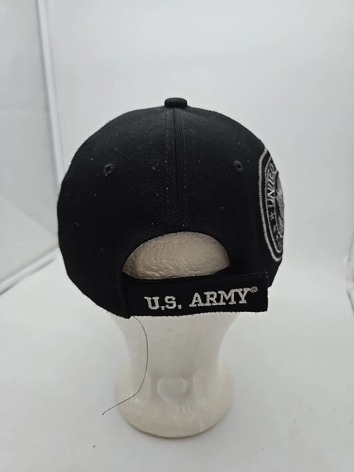 Gorra/sombrero veterano del ejército de los Estados Unidos, logotipo grande, negro, correa militar Foto 3 de 4