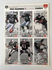 NFL Los Angeles Raiders 1993 McDonald's Gameday Cards Sheet B 2 of 3 Card Set