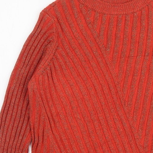 Saint Tropez Womens Orange Crew Neck Striped Acrylic Blend Jumper Size S - Picture 8 of 12