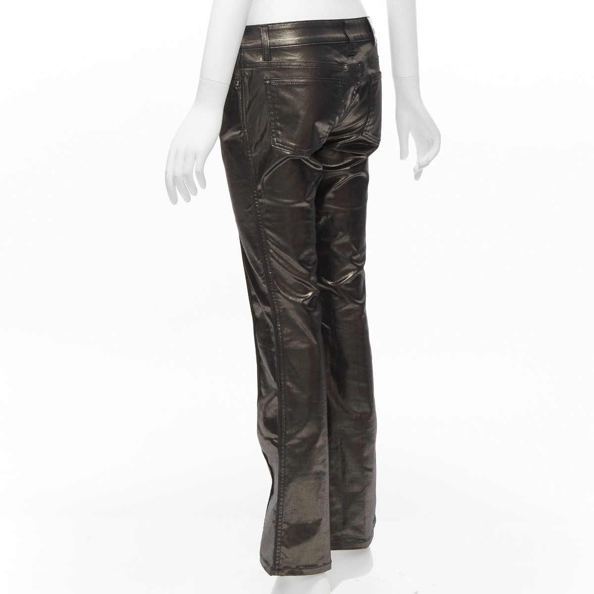 GUCCI Vintage gold gunmetal sheen hip chain flare leg pants GUCCI Vintage gold gunmetal sheen hip chain flare leg pants