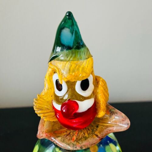 Vintage Murano Clown Paperweight With Sticker Made In Italy Art Glass Sculpture - Picture 3 of 5