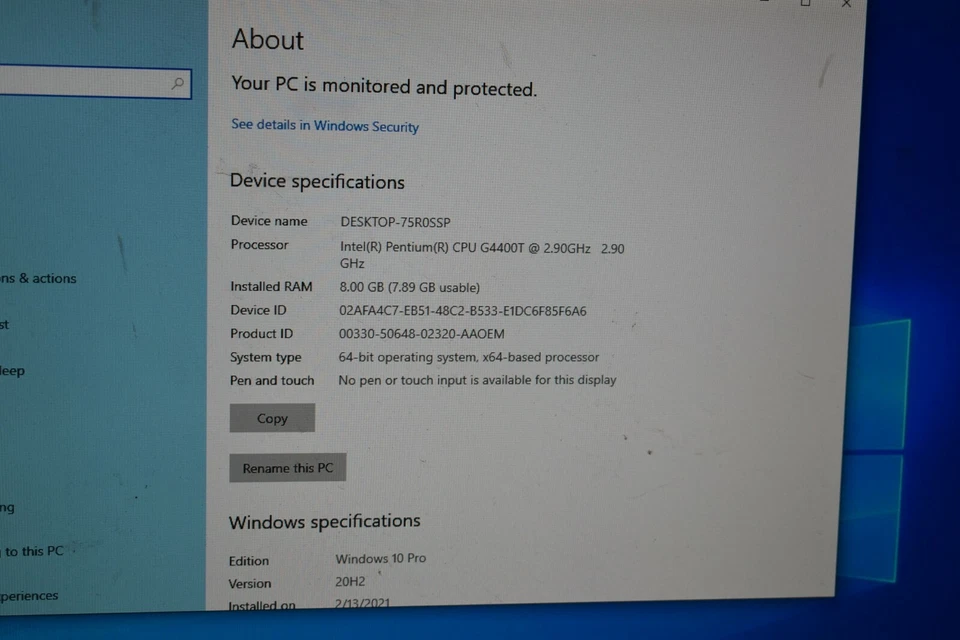 Настольный ПК HP Prodesk 400 G3 Tiny Mini Micro Intel Pentium G4400T Windows 10 Pro - Изображение 2 из 4