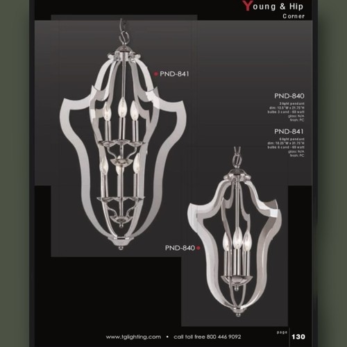 Trans Globe Chandelier PND-814 W: 18.5" H :31.25" Chrome Finish Candelabra Base - Picture 6 of 6