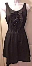 J.CREW Black Honore Dress Ribbon Rhinestone Ruffle LBD Shift Pockets #27248 Sz 4