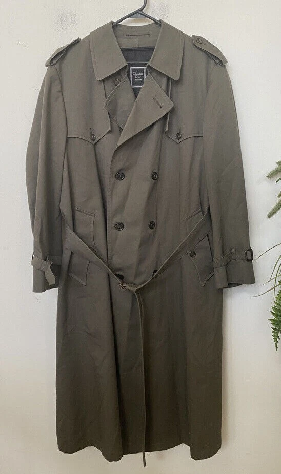 Trench coat homme à double ceinture mammaire Christian Dior olive taille 44R écuc !