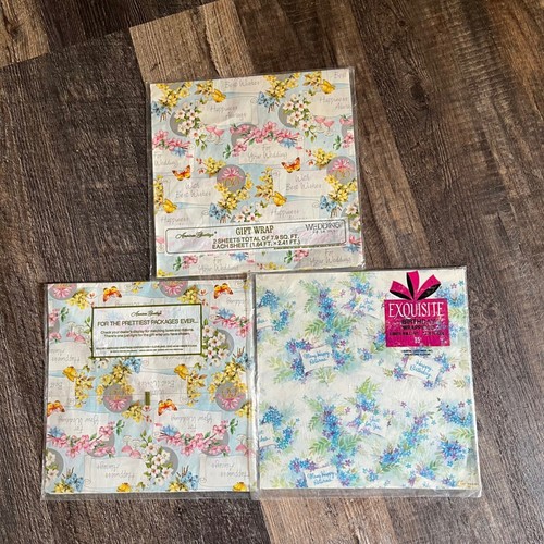 American Greetings Gift Wrap Wedding Birthday Floral 6 Sheets Total - Picture 3 of 3