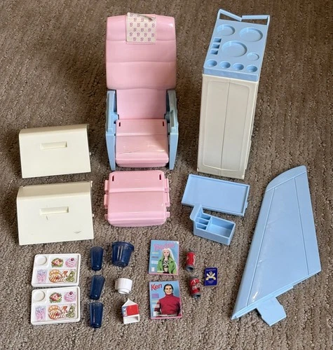 Vintage 1999 Barbie JUMBO BLUE JET PLANE Replacement Wing Chair Trays Magazines