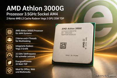 AMD Athlon 3000G Raven Ridge) 2x 3,5 GHz - neu Sockel AM4, 2 Kerne 4 Threads NEU