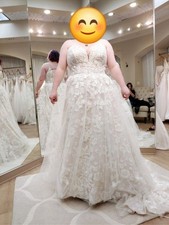 Essense of Australia - Floral champagne floor-length wedding dress