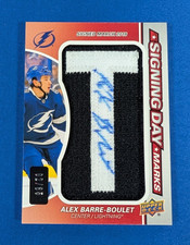 2020-21 Upper Deck SP Game Used Alex Barre-Boulet Signing Day Marks Auto /35