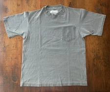 Vintage 90s J. Peterman Stone Wash Faded Pocket T Shirt Made in USA Grey Size M