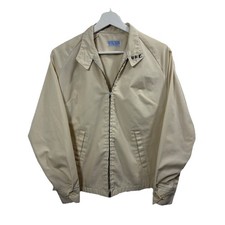 Vintage Mens 70s Sears Perma Prest White Embroidered Zip Up Jacket Size Medium