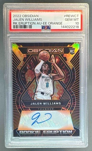 Jalen Williams 2022 Panini Obsidian Orange Rookie Eruption RC Auto 44/50 PSA 10