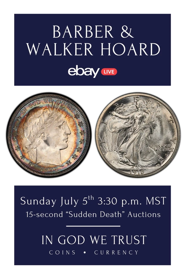 MASSIVE BARBER/WALKER HOARD - $1 STARTS - SUDDEN DEATH - KEY DATES