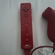 Nintendo Wii Motion Plus Red Remote Controller with Nunchuck