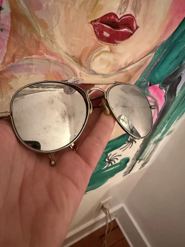 ¡Grandes gafas de sol de aviador vintage espejadas de la década de 1930! Foto 4 de 4