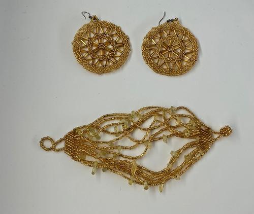 Ethnic Glass Seed Jewelry Sets in Gold