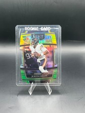 2021 Panini Select Justin Fields Green and Yellow Prizm Die Cut Rookie RC