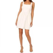 Adrianna Papell Women's Square-Neck Crepe Bow-Back Dress Ivory Sz 10 NWT