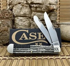 Case XX USA Smooth Natural Bone Vintage Flag Bullet Trapper 1/500 Pocket Knife