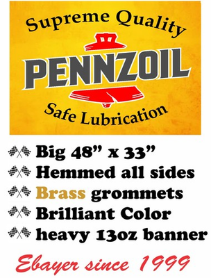 #ad Big 48quot; Pennzoil Banner reproduction for Gas Guys decor Wall hanging $49.50