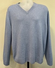The Mens Store Bloomingdales 100 Cashmere Sweater Sz XL Blue V-Neck Pullover