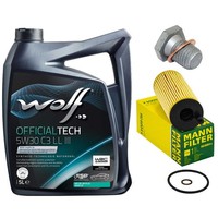 MotoröL Filter Set Wolf oil 5W30 5 Liter + Schraube FüR BMW 1Er 120D F20 163 PS