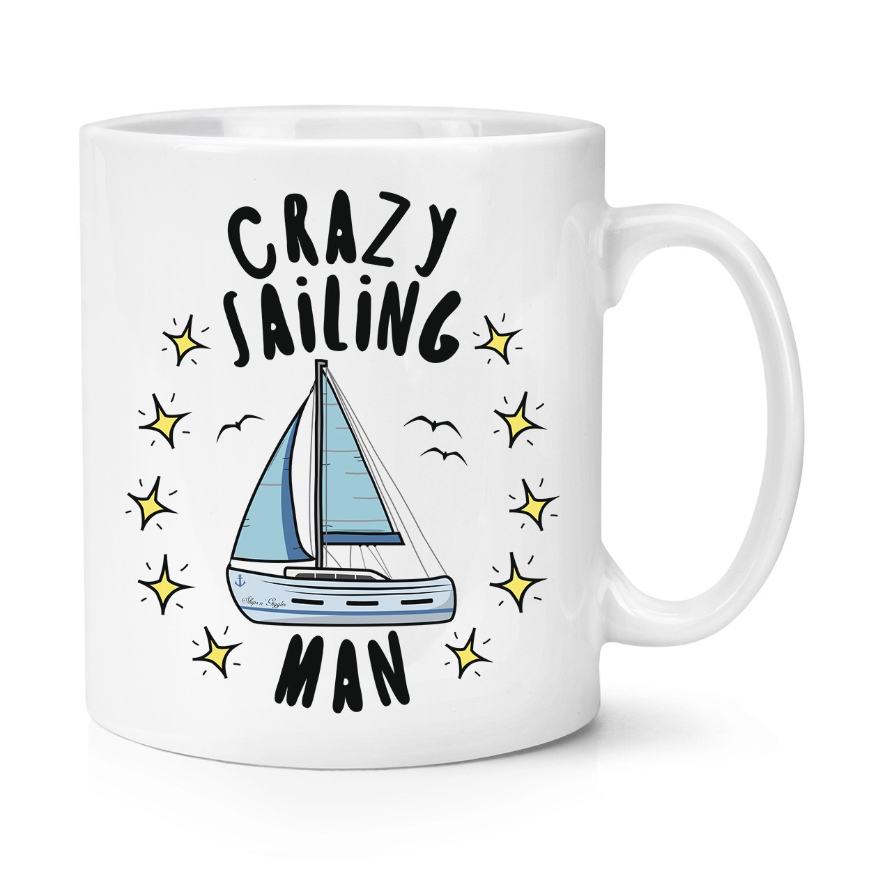 Crazy Sailing Man Stars 10oz Mug Cup - Funny Sport Boat