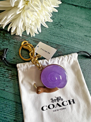 Coach Snail Bag Charm Keychain Brass Purple Multi-Color CAX69 NWT