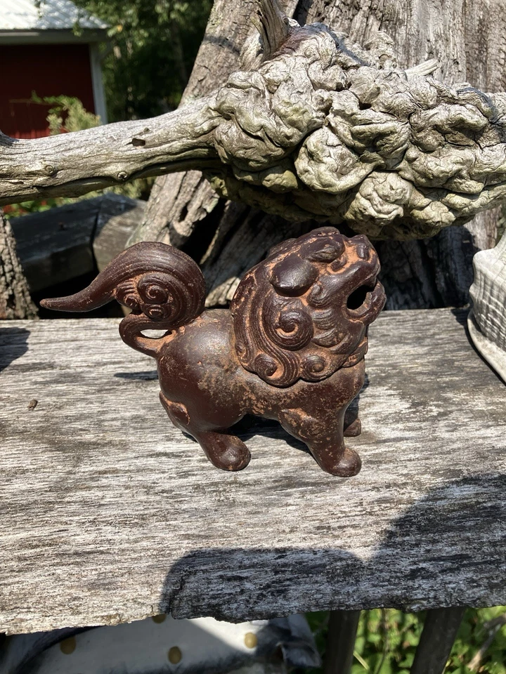 Antique Cast Iron Foo Dog Incense Burner - Image 3 of 4