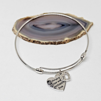 Marsala 925 Sterling Silver Bangle Charms ALL THINGS GROW BETTER W MOTHER'S LOVE
