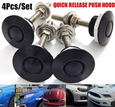 Black Push Button Quick Release Hood Bonnet Pins Lock Clip Car Bumper Latch Kit