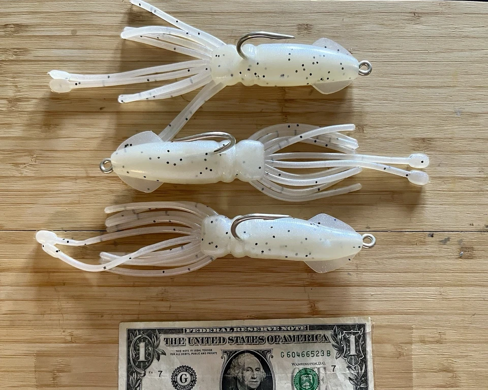 Boogey Man Bait Co. 8" Glow Calamar Lingcod Rockfish Halibut Pargo Aparejado 10/0 Foto 2 de 4