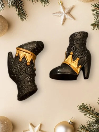 BLACK GOLD - Barbie Doll Shoes Vintage Fashion Accessories Authentic USA Boots