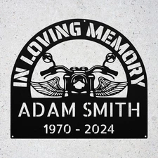 Custom Biker Memorial Sign Grave Marker Biker loss Indoor Outdoor Metal Signs