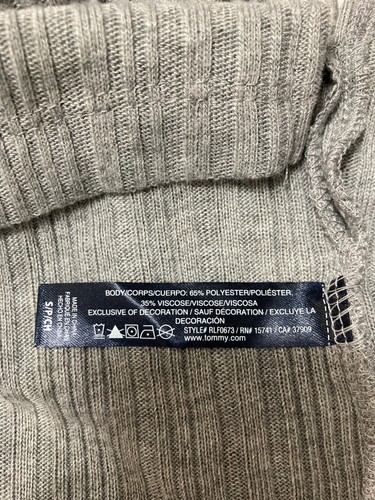 Tommy Hilfiger Notch Collar Pajama Top Grey S - Picture 3 of 4