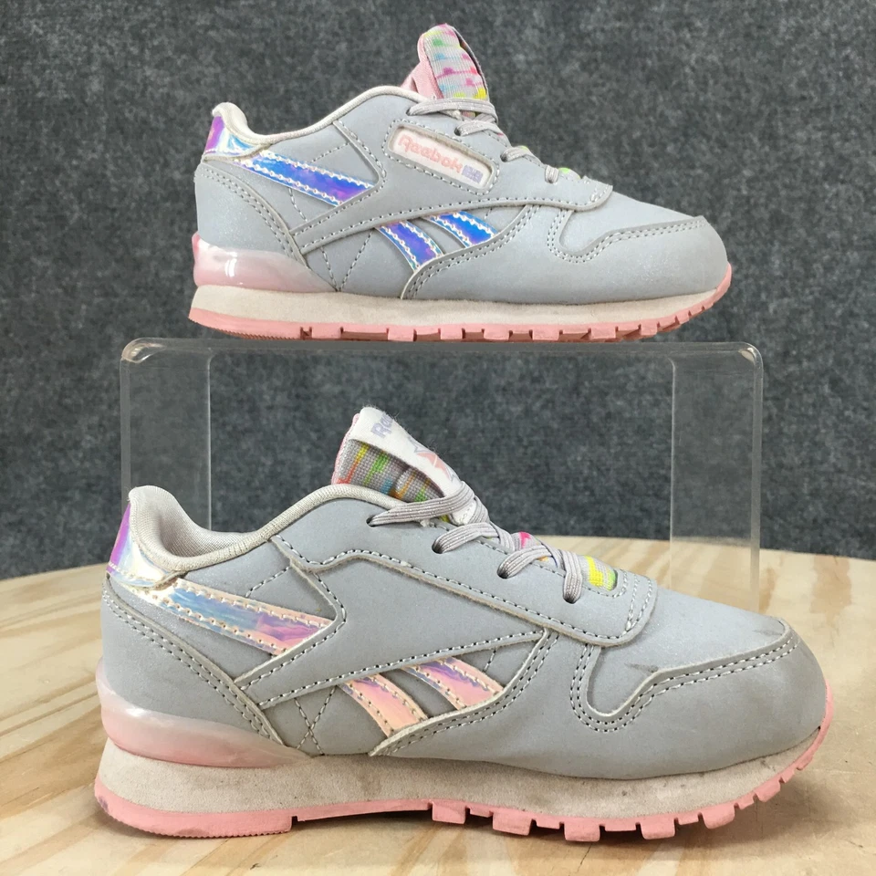 Reebok Shoes Youth 8.5 Classic Leather Step N Flash Sneaker Gray Lace Up Comfort - Image 2 of 4