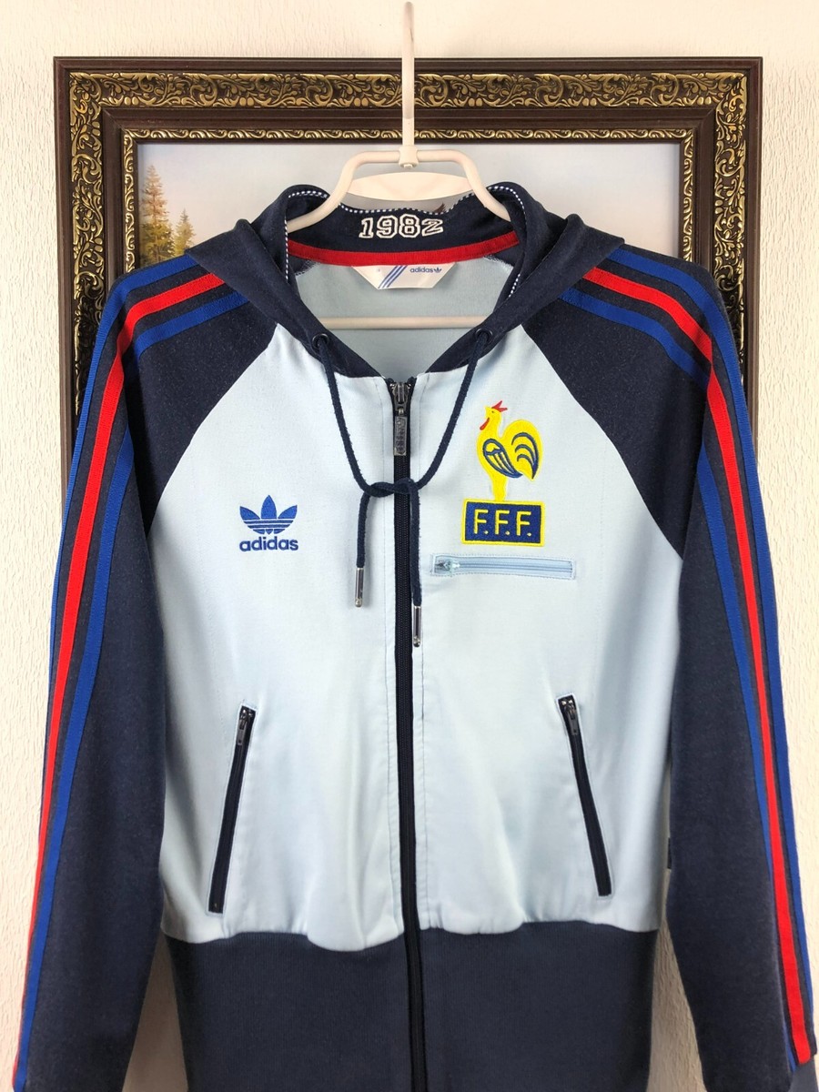 Vintage Adidas France Woman Jacket Soccer Track Top Rare Blue
