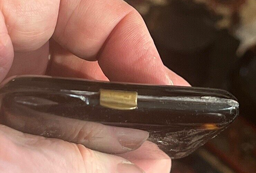 Antiguo maquillaje de celuloide de caparazón de tortuga sintético compacto de 2,75" cuadrado sin espejo - Imagen 5 de 7