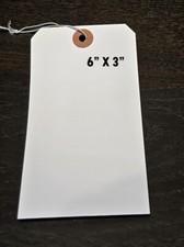 SCRAPBOOK - OFFICE - RETAIL 25 Pack White Blank Hanging / Shipping Tags- 6" x 3"