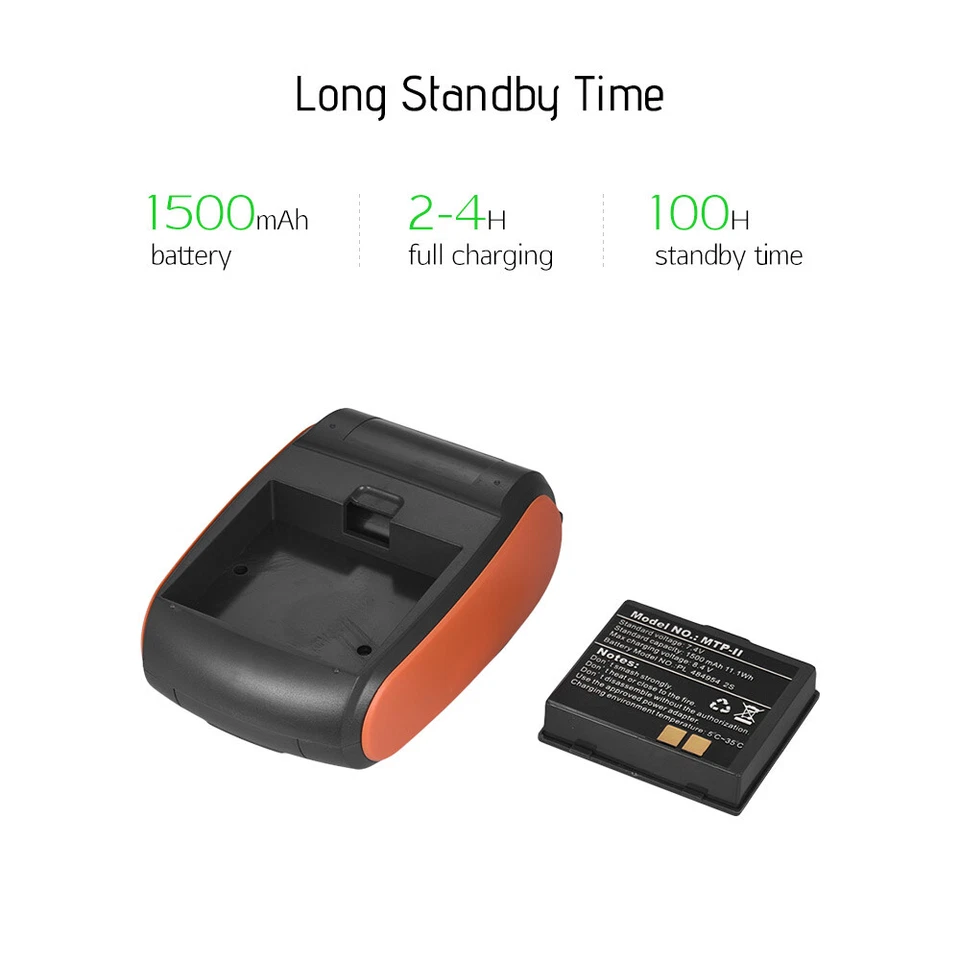 GOOJPRT 58mm Portable BT Thermal Receipt Printer POS Handheld w/ Paper Roll C4K4 - Image 3 of 4