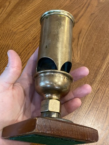 ANTIQUE PAT 1877 CROSBY STEAM GAGE & VALVE CO BOSTON BRASS 3 CHIME TRAIN WHISTLE - Picture 11 of 24