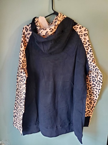 NWT Ampersand Avenue Black Leopard Print Double Hood L/S Hoodie Size XXXL - Picture 5 of 5